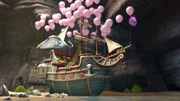 Dizzy befreit das Piratenschiff aus der Höhle.