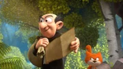 Mit Hilfe seiner Karte und der von den Schlümpfen markierten Stelle, hofft Gargamel das Schlumpfdorf zu finden.