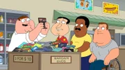 (v.l.n.r.) Peter Griffin; Glenn Quagmire; Cleveland Brown; Joe Swanson