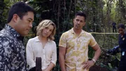 (v.l.n.r.) Detective Gordon Katsumoto (Tim Kang); Juliett Higgins (Perdita Weeks); Thomas Magnum (Jay Hernandez)