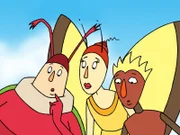 Die drei Wiesenbewohner Zwanz (li.), Friderike (Mitte) und Alberto (re.) erleben tolle Abenteuer rund um „Das Wiesenspektakel“.
