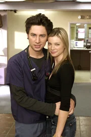 John "J.D." Dorian (Zach Braff, l.); Jamie (Amy Smart, r.)