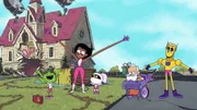 v.li.: Beast Boy, Elasti-Girl, Negative Girl, Chief, Robot Man