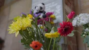 Blumen und dekorativer Panda