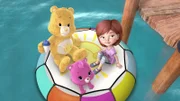 Sonnenscheinbärchi, Wunderherz und Mandy auf einer Schwimminsel