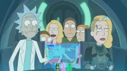 L-R: Rick, Morty, Beth, Jerry, Summer, Space Beth