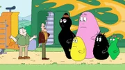 Barbamama (3.v.l.), Barbazoo (m.), Barbapapa (3.v.r.), Barbabo (2.v.r.), Barbalala (r.)