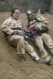 "Paintball" - Cheryl cajoles Jim into attending a couples cooking class, which turns into a disaster, so she lets Jim pick out the next couples activity - paintball -- on ABC's "According to Jim," TUESDAY, NOVEMBER 18 (9:00-9:30 p.m., ET), on the ABC Television Network. (ABC/MICHAEL ANSELL) JIM BELUSHI, LARRY JOE CAMPBELL