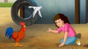 Mia ist sehr tierlieb, der zugeflogenen Taube, Wölkchen bringt sie Tricks bei.