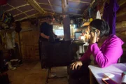 Heimo and Edna Korth are in their cabin.