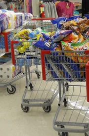 Shopping carts lined up.