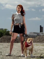 Mariah with dog.