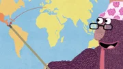 Knöpfchen zeigt uns auf der Landkarte, wie weit Costa Rica von Deutschland entfernt ist und wo es liegt.