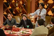"The Stag Convergence" -- Bernadette reconsiders marrying Howard after details of his sexual history are disclosed at his stag party, on THE BIG BANG THEORY, Thursday, April 26 (8:00 - 8:31 PM, ET/PT) on the CBS Television Network.  Pictured (left to right): Johnny Galecki, Simon Helberg, Kunal Nayyar.