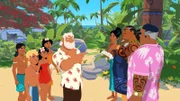 Onkel Patrick stellt Naone zur Rede. Er hat tonnenweise Sand aus der Lagune gestohlen, weil er auf seiner Insel einen Golfplatz anlegen will. Auru, Yann, Timeti, Maeva, Tapuna und Papa Tuanaku sind stinksauer.