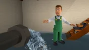 Mike Flood muss einen Wasserrohrbruch reparieren.