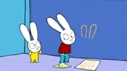 Beim Zeichnen hat Simon aus Versehen mit seinem Filzstift die Wände angemalt. Er und Franz haben nun Angst, dass Mama und Papa von der Tat des kleinen Schmutzfinks Wind bekommen.