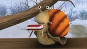 Schnecke versucht Franklin zu helfen, Gans das Fliegen beizubringen.