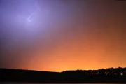 Lightening in the sky.