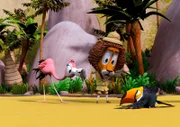 Toni, der Tukan, ist bei den Proben für die Flugschau, abgestürzt. Lionel, der Löwe, hat bei den Proben zu viel von ihm verlangt. Toni traut sich nun nicht mehr in die Lüfte, so dass Flora, die Flamingo-Teenagerin, für ihn einspringen soll.