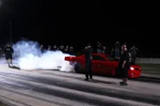 Ryan does a burnout before his race against Daddy Dave