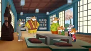 Die Stiltons sollen dem Samurai helfen ein Schriftstück zu finden.