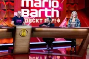 v.l.: Gastgeber Mario Barth, Steffen Henssler, Lisa Feller