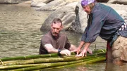Episode Laos. Dave Canterbury and Cody Lundin building a bamboo raft in province of Bolikhamxay, Laos PRD.