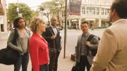 Zusammen mit seinem hochqualifizierten Spezialisten-Team Marissa (Geneva Carr, 2.v.l.), Chunk (Chris Jackson, M.) und Benny (Freddy Rodriguez, 2.v.r.) bemüht sich Bull (Michael Weatherly, r.), dass auch im Fall der jungen Kerry Ketchum (Barrett Doss, l.) der Gerechtigkeit genüge getan wird ...