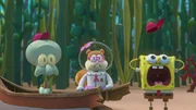 v.li.: Squidward, Sandy, SpongeBob