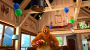 Die Lemminge haben das Fliegen für sich entdeckt: An Luftballons schweben sie durch die Rangerhütte. Doch das allein reicht ihnen noch nicht. Grizzy findet das furchtbar anstrengend.  +++