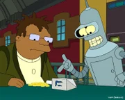 Feiern ganz besondere außerirdische Weihnachten: Bender (r.) und Hermes (l.) ...