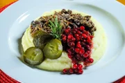 Sautiertes Rentier und Kartoffeln, hier im Restaurant „Saaga“, Helsinki.