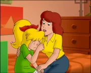 Bibi (l.) gesteht ihrer Mutter (r.), dass sie bei Bernhards Lottogewinn ihre Hex-Finger im Spiel hatte.