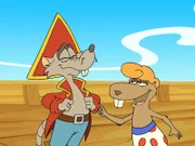 Crook bespricht mit einem Crewmitglied den nächsten Angriff auf Tikkis Insel.