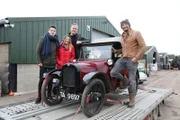 Red Austin 7 being picked up by Presenters Tim & Fuzz with Nominee's Sylvia Calladine and Edward Bird.