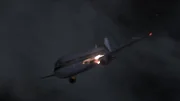 Das linke Triebwerk des Flugzeugs fing Feuer.