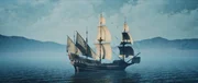 REENACTMENT - Die HMS Oxford segelt auf See. (Kredit: Dash Pictures)
