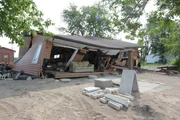 Dauphin, Manitoba, Canada: A damaged home.