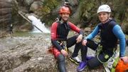 Canyoning in der Gunzesrieder Säge. Guide Thomas Waibel und Anna Lena Dörr.