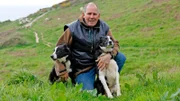 Die Border Collies Murk und Sweep helfen David Kennard beim Schafe treiben.