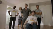 (hinten v.l.n.r.) Theodore "TC" Calvin (Stephen Hill);Juliett Higgins (Perdita Weeks); Orville "Rick" Wright (Zachary Knighton); Thomas Magnum (Jay Hernandez)