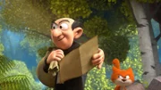 Mit Hilfe seiner Karte und der von den Schlümpfen markierten Stelle, hofft Gargamel das Schlumpfdorf zu finden.