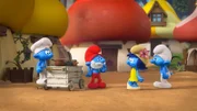 Papa Schlumpf ist wenig begeistert von der Idee, eine Party mit Gargamel zu feiern.