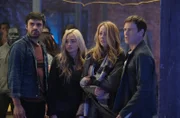 L-R: Guest star Jermaine Rivers as Shatter, Sean Teale as Marcos Diaz, Natalie Alyn Lind as Lauren Strucker, Amy Acker as Kate Strucker and Stephen Moyer as Reed Strucker