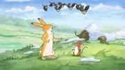 Der kleine Hase und die kleine Feldmaus machen sich auf die Suche nach dem Sänger des Frühlingsliedes.