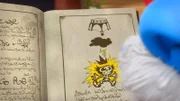 In seinen Unterlagen findet Papa Schlumpf den Hinweis, dass das Amulett Unglück bringt.