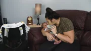 Aryanna with her son.