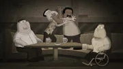 (v.l.n.r.) Peter Griffin; Glen Quagmire; Cleveland Brown; Joe Swanson