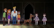 l-r: Shaggy, Daphne, Fred, Velma, Scooby-Doo, Ruby and Trudy Lutz